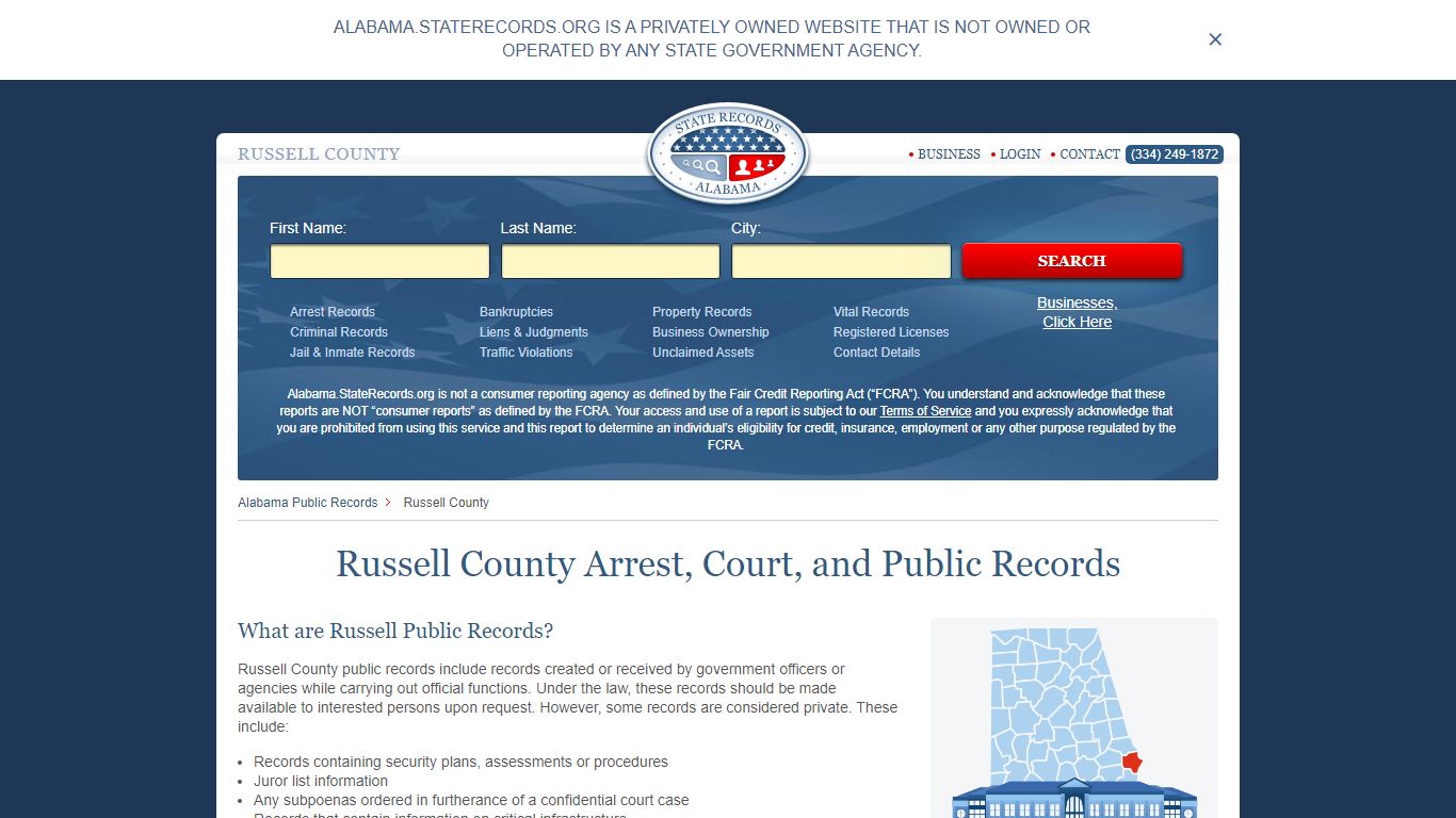 Russell County Arrest, Court, and Public Records